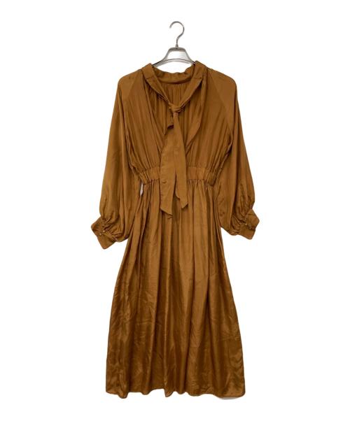 ne quittez pas（ヌキテパ）ne quittez pas (ヌキテパ) シルク カシュクールワンピース ブラウン サイズ:記載なしの古着・服飾アイテム