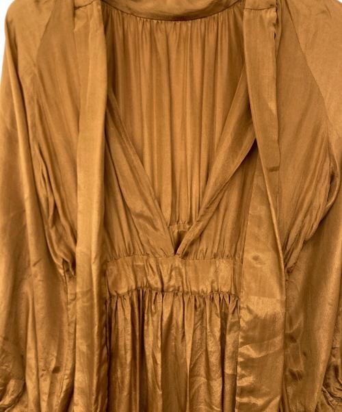 ne quittez pas（ヌキテパ）ne quittez pas (ヌキテパ) シルク カシュクールワンピース ブラウン サイズ:記載なしの古着・服飾アイテム