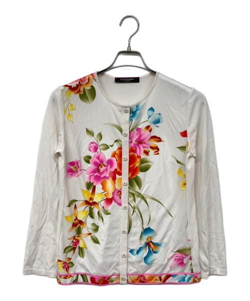 LEONARD（レオナール）LEONARD (レオナール) カンカン素材切替ニットカーディガン ホワイト サイズ:40の古着・服飾アイテム