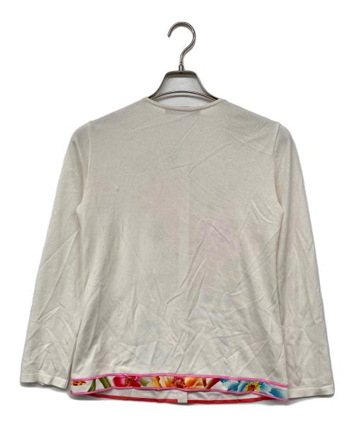 LEONARD（レオナール）LEONARD (レオナール) カンカン素材切替ニットカーディガン ホワイト サイズ:40の古着・服飾アイテム