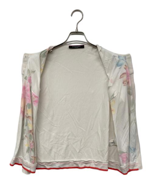 LEONARD（レオナール）LEONARD (レオナール) カンカン素材切替ニットカーディガン ホワイト サイズ:40の古着・服飾アイテム