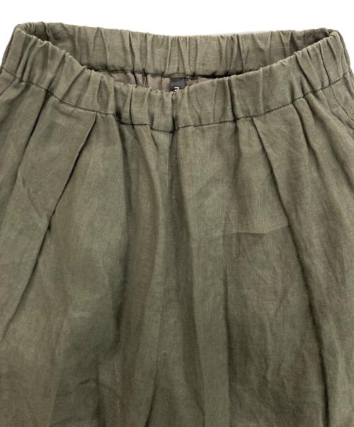 mizuiro-ind（ミズイロインド）mizuiro-ind (ミズイロインド) リネンボリュームイージーパンツ ワイドパンツ オリーブ サイズ:2の古着・服飾アイテム