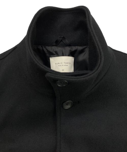 PUBLIC TOKYO（パブリックトウキョウ）PUBLIC TOKYO (パブリックトウキョウ) Super140s マルチウェイ メルトンオーバーサイズスタンドコート / 保温 / 天然撥水 / 抗菌防臭 / 3way ブラック サイズ:2の古着・服飾アイテム