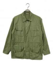 AURALEE（オーラリー）の古着「WASHED FINX RIPSTOP FATIGUE JACKET/ウォッシュドフィンクスリップストップファティーグジャケット」｜グリーン