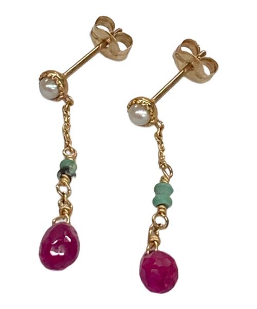 agete（アガット）agete (アガット) ターコイズ・ルビー・パールピアスの古着・服飾アイテム