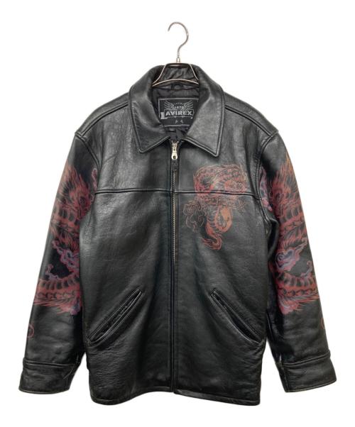AVIREX（アヴィレックス）AVIREX (アヴィレックス) ドラゴンペイント レザージャケット ブラック サイズ:Lの古着・服飾アイテム