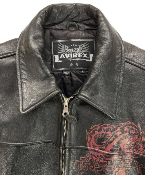 AVIREX（アヴィレックス）AVIREX (アヴィレックス) ドラゴンペイント レザージャケット ブラック サイズ:Lの古着・服飾アイテム