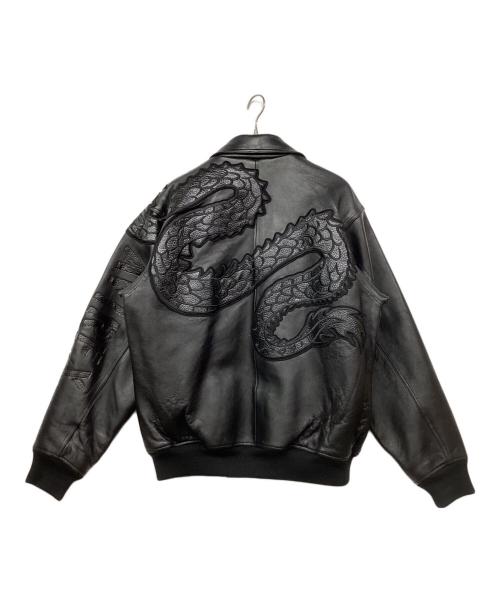 AVIREX（アヴィレックス）AVIREX (アヴィレックス) ドラゴン刺繍ラムレザーバーシティジャケット ブラック サイズ:Lの古着・服飾アイテム