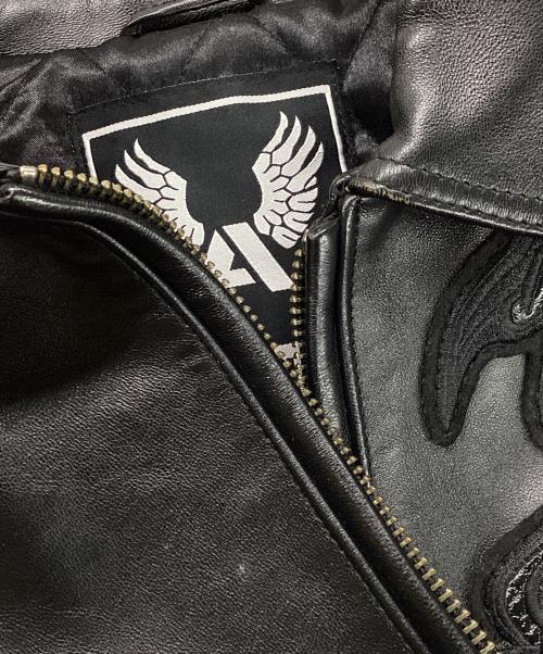 AVIREX（アヴィレックス）AVIREX (アヴィレックス) ドラゴン刺繍ラムレザーバーシティジャケット ブラック サイズ:Lの古着・服飾アイテム