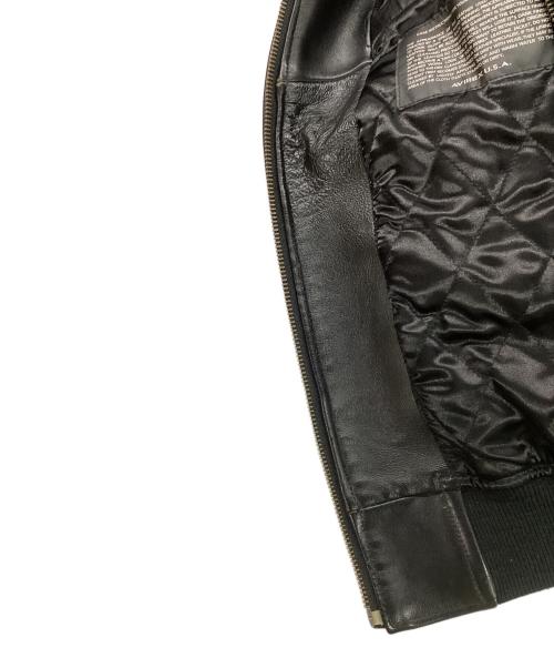 AVIREX（アヴィレックス）AVIREX (アヴィレックス) ドラゴン刺繍ラムレザーバーシティジャケット ブラック サイズ:Lの古着・服飾アイテム