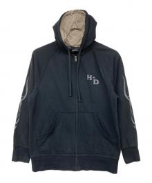 HARLEY-DAVIDSON（ハーレーダビッドソン）の古着「00`Sファイヤーロゴジップフーディ」｜ブラック