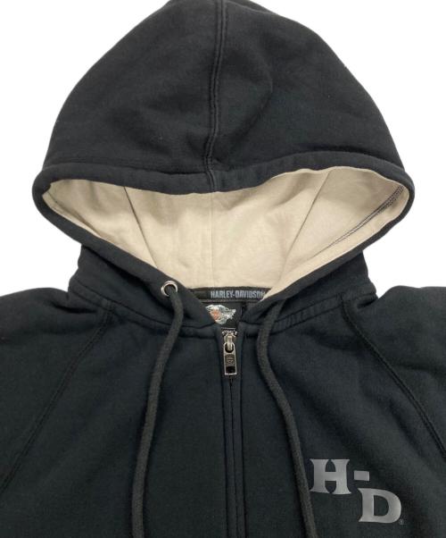 HARLEY-DAVIDSON（ハーレーダビッドソン）HARLEY-DAVIDSON (ハーレーダビッドソン) 00`Sファイヤーロゴジップフーディ ブラック サイズ:Mの古着・服飾アイテム