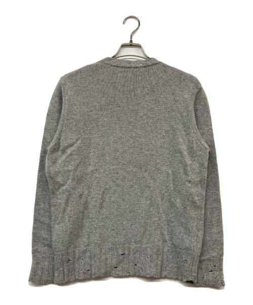MARNI（マルニ）MARNI (マルニ) 刺繍ロゴ ダメージ加工 クルーネックニット グレー サイズ:キッズ14の古着・服飾アイテム