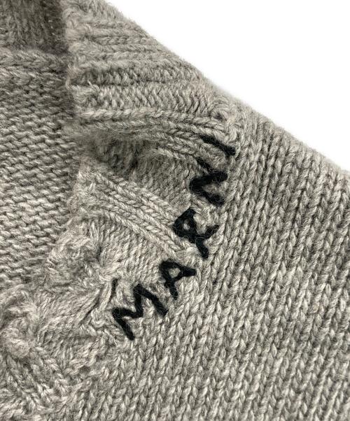 MARNI（マルニ）MARNI (マルニ) 刺繍ロゴ ダメージ加工 クルーネックニット グレー サイズ:キッズ14の古着・服飾アイテム