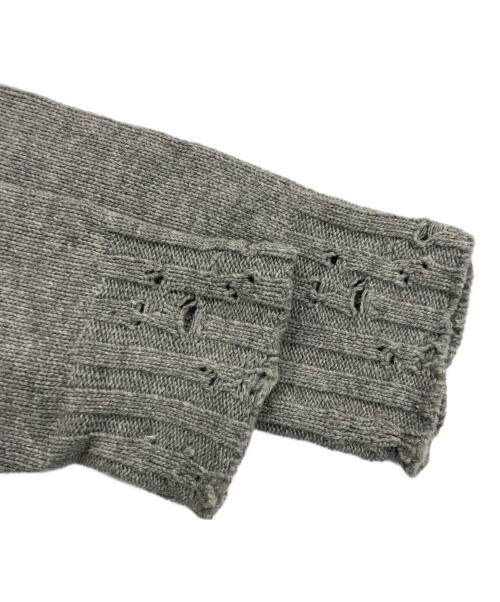 MARNI（マルニ）MARNI (マルニ) 刺繍ロゴ ダメージ加工 クルーネックニット グレー サイズ:キッズ14の古着・服飾アイテム