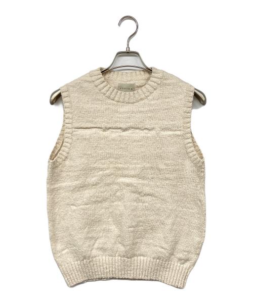 木玉ガラ紡（キタマガラボウ）木玉ガラ紡 (キタマガラボウ) ガラ紡ニットベスト ホワイト サイズ:S 未使用品の古着・服飾アイテム