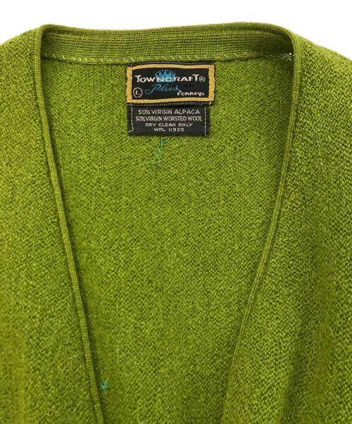 TOWN CRAFT（タウンクラフト）TOWN CRAFT (タウンクラフト) アルパカニットカーディガン 若草色 サイズ:Lの古着・服飾アイテム