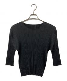 PLEATS PLEASE（プリーツプリーズ）の古着「七分 プリーツカットソー」｜ブラック