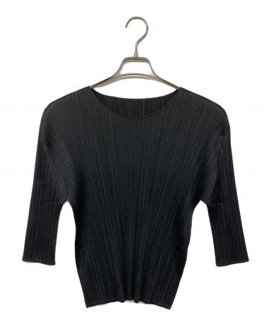 PLEATS PLEASE カットソー　黒 中古・古着通販】PLEATS PLEASE (プリーツプリーズ) 七分 プリーツ