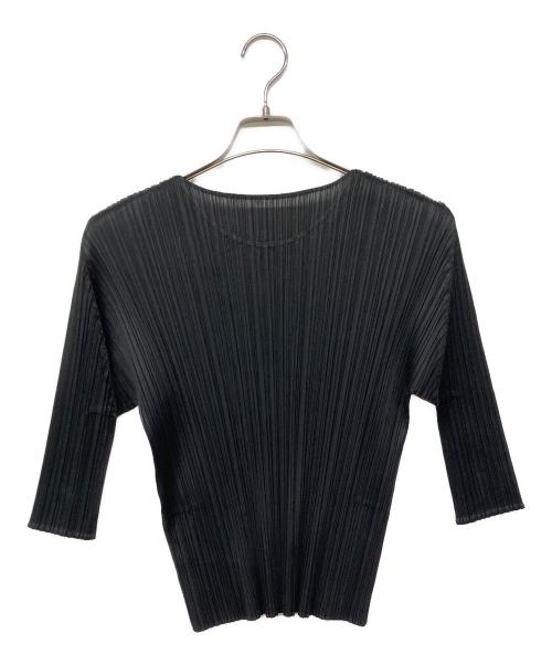 PLEATS PLEASE（プリーツプリーズ）PLEATS PLEASE (プリーツプリーズ) 七分 プリーツカットソー ブラック サイズ:3の古着・服飾アイテム