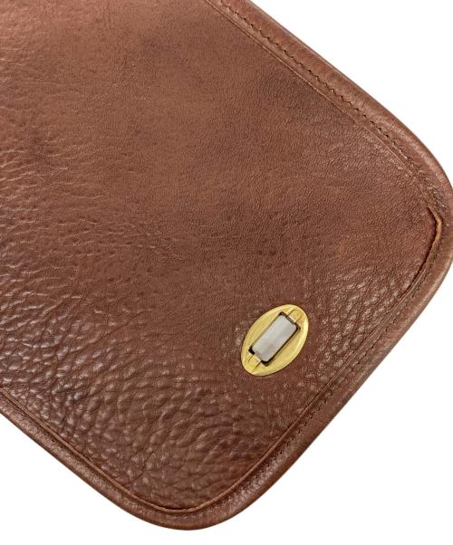 SLOW&CO（スロウアンドコー）SLOW&CO (スロウアンドコー)  Bono  Flap Vertical Shoulder Bag / ターンロック レザーショルダーバッグ ブラウンの古着・服飾アイテム