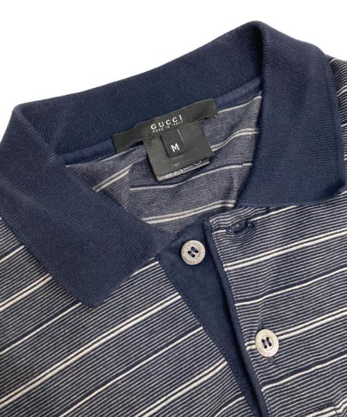 GUCCI（グッチ）GUCCI (グッチ) ピンボーダーポロシャツ ブラック サイズ:Mの古着・服飾アイテム