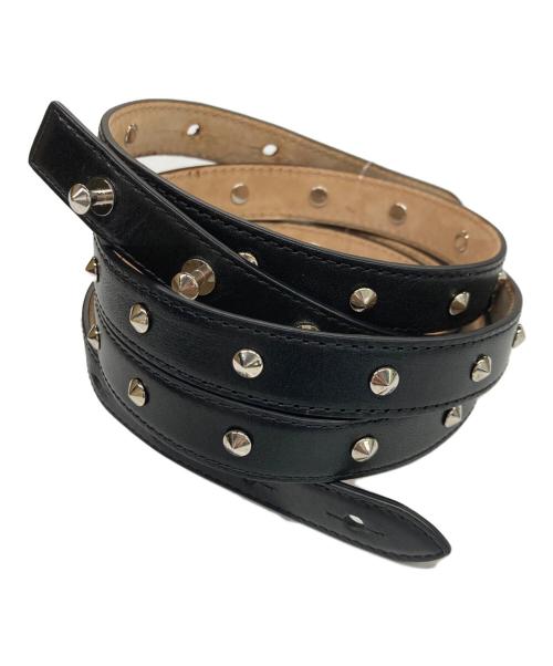 ALEXANDER McQUEEN（アレキサンダーマックイーン）ALEXANDER McQUEEN (アレキサンダーマックイーン) スタッズクロスダブルベルト　レザーベルト ブラック サイズ:75・30の古着・服飾アイテム