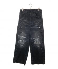 SUBLATIONS（サブレーションズ）の古着「WIDE SEAM DENIM BAGGY PANTS / ワイド シーム デニム バギーパンツ」｜ブラック
