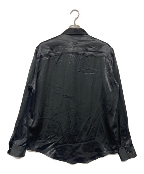 DIESEL（ディーゼル）DIESEL (ディーゼル) Ricco Logo Embroidered Satin Shirt ブラック サイズ:48の古着・服飾アイテム
