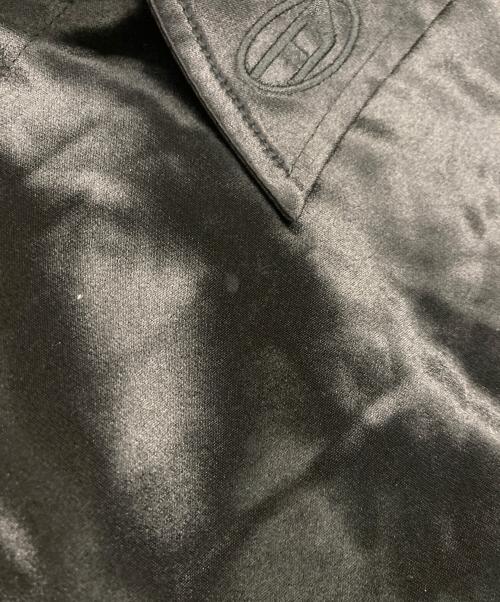 DIESEL（ディーゼル）DIESEL (ディーゼル) Ricco Logo Embroidered Satin Shirt ブラック サイズ:48の古着・服飾アイテム