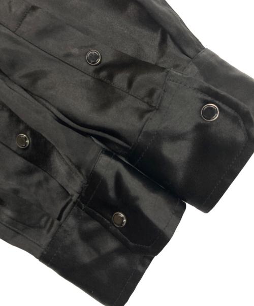 DIESEL（ディーゼル）DIESEL (ディーゼル) Ricco Logo Embroidered Satin Shirt ブラック サイズ:48の古着・服飾アイテム
