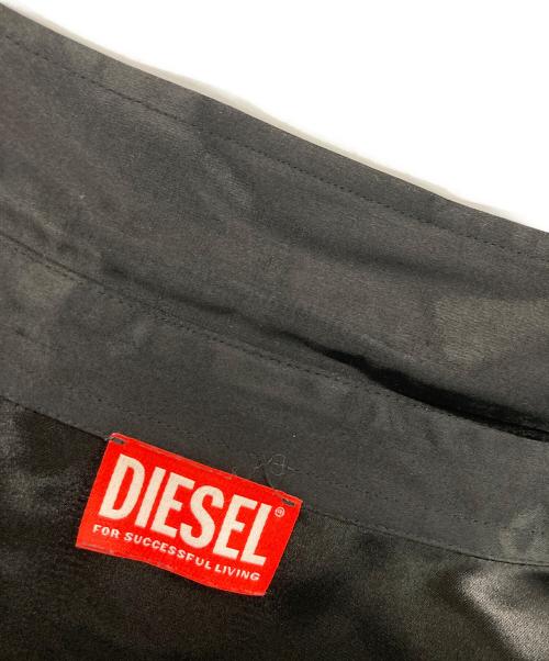 DIESEL（ディーゼル）DIESEL (ディーゼル) Ricco Logo Embroidered Satin Shirt ブラック サイズ:48の古着・服飾アイテム