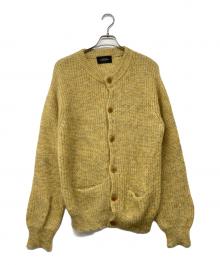 UNUSED（アンユーズド）の古着「mohair crew neck cardigan / モヘヤクルーネックカーディガン」｜イエロー