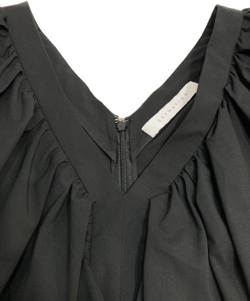 ESTNATION（エストネーション）ESTNATION (エストネーション) ギャザーフリルワンピース ブラック サイズ:36の古着・服飾アイテム