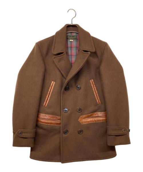 WAREHOUSE（ウエアハウス）WAREHOUSE (ウエアハウス) レザーパイピングPコート ブラウン サイズ:36の古着・服飾アイテム