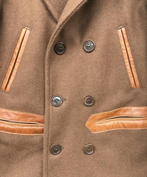 WAREHOUSE（ウエアハウス）WAREHOUSE (ウエアハウス) レザーパイピングPコート ブラウン サイズ:36の古着・服飾アイテム