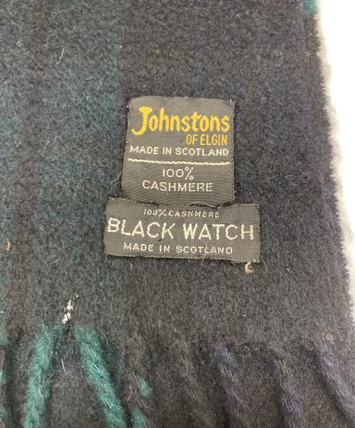 JOHNSTONS OF ELGIN（ジョンストンズオブエルガン）JOHNSTONS OF ELGIN (ジョンストンズオブエルガン) カシミヤチェックマフラー グリーン×ネイビー サイズ:記載なしの古着・服飾アイテム