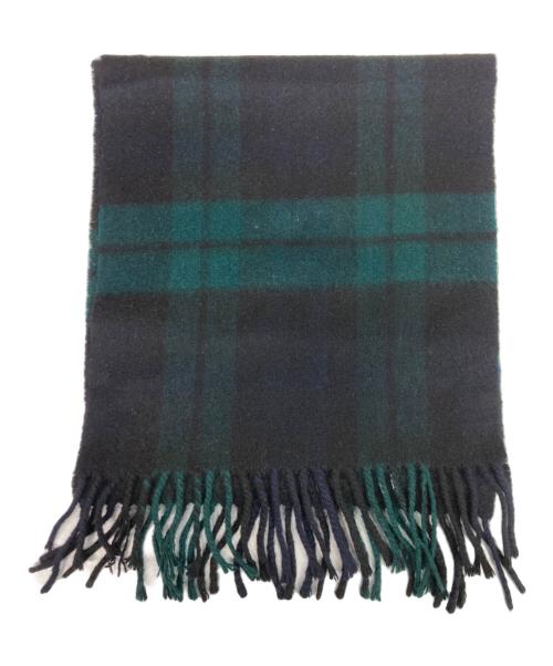 JOHNSTONS OF ELGIN（ジョンストンズオブエルガン）JOHNSTONS OF ELGIN (ジョンストンズオブエルガン) カシミヤチェックマフラー グリーン×ネイビー サイズ:記載なしの古着・服飾アイテム