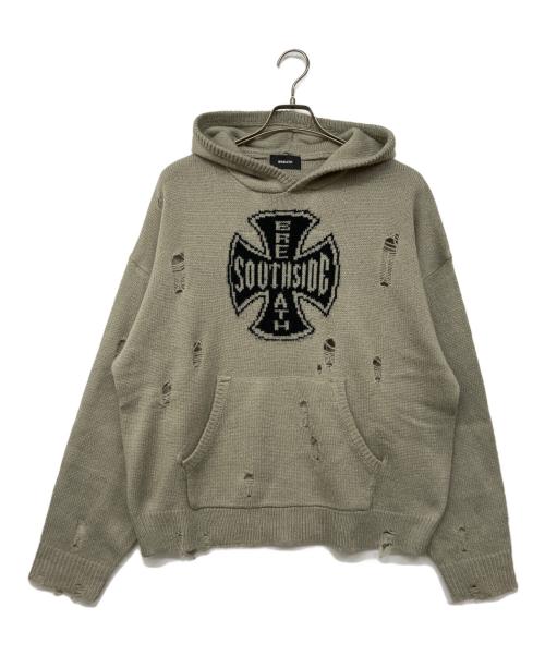 BREATH（ブレス）BREATH (ブレス) SOUTHSIDE CROSS DAMAGE MOHAIR HOODIE / サウスサイド クロス ダメージ モヘア フーディ ベージュ サイズ:Ｍの古着・服飾アイテム