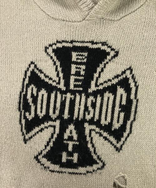 BREATH（ブレス）BREATH (ブレス) SOUTHSIDE CROSS DAMAGE MOHAIR HOODIE / サウスサイド クロス ダメージ モヘア フーディ ベージュ サイズ:Ｍの古着・服飾アイテム
