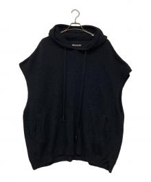 MINEDENIM（マインデニム）の古着「Snarl yarn Nosleave Hoodie / スナールヤーンノースリーブニット」｜ブラック