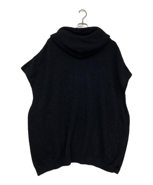 MINEDENIM（マインデニム）MINEDENIM (マインデニム) Snarl yarn Nosleave Hoodie / スナールヤーンノースリーブニット ブラックの古着・服飾アイテム