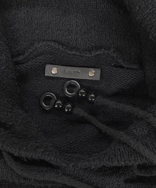 MINEDENIM（マインデニム）MINEDENIM (マインデニム) Snarl yarn Nosleave Hoodie / スナールヤーンノースリーブニット ブラックの古着・服飾アイテム