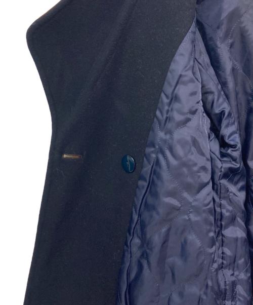 UN3D.（アンスリード）UN3D. (アンスリード) ASYMME COLLAR WOOL CT バイカラーロングコート ブラウン×ネイビー サイズ:36の古着・服飾アイテム