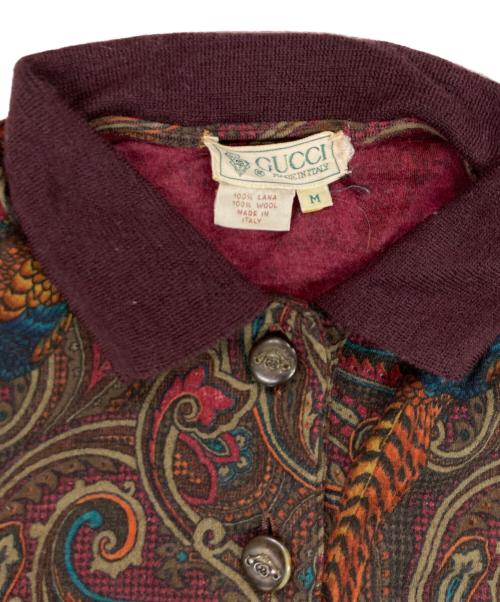 GUCCI（グッチ）GUCCI (グッチ) ペイズリーニットポロワンピース ブラウン サイズ:Ｍの古着・服飾アイテム