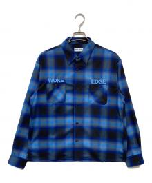 WOKE EDGE（ウォーク エッジ）の古着「Ombre Shadow Check Shirt ロングスリーブ」｜ネイビー