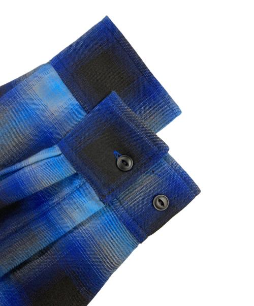 WOKE EDGE（ウォーク エッジ）WOKE EDGE (ウォーク エッジ) Ombre Shadow Check Shirt ロングスリーブ ネイビー サイズ:M 未使用品の古着・服飾アイテム