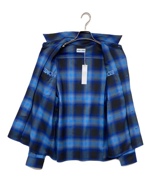 WOKE EDGE（ウォーク エッジ）WOKE EDGE (ウォーク エッジ) Ombre Shadow Check Shirt ロングスリーブ ネイビー サイズ:M 未使用品の古着・服飾アイテム