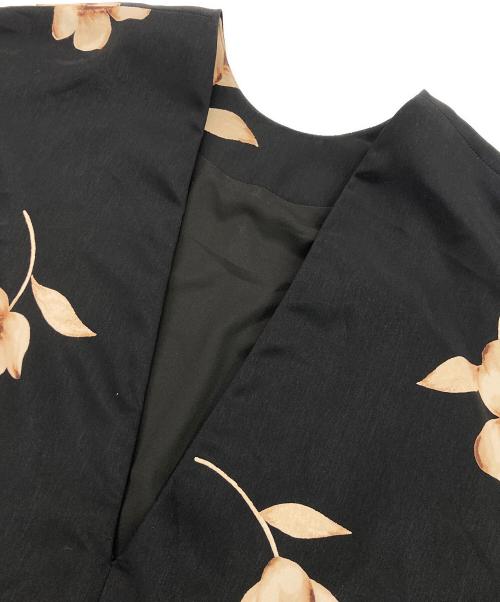 CLANE（クラネ）CLANE (クラネ) W FACE GATHER SWITCH ONEPIECE / フラワーロングワンピース ブラック サイズ:1の古着・服飾アイテム