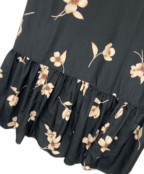 CLANE（クラネ）CLANE (クラネ) W FACE GATHER SWITCH ONEPIECE / フラワーロングワンピース ブラック サイズ:1の古着・服飾アイテム